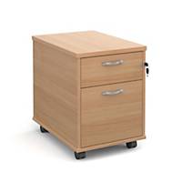 Mobile 2 drawer pedestal with silver handles 600mm deep - beech - Delivery only