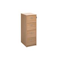 Deluxe 4 drawer filing cabinet with silver handles 1360mm beechDel Only Excl NI