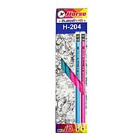 HORSE H-204 WOODEN PENCIL WITH ERASER HB - BOX OF 12