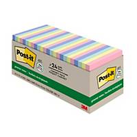 Post-it 654R-24CP-AP Greener Notes Assorted Colour 3 inch x 3 inch - Pack of 24