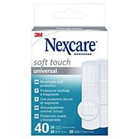 Pansements blancs flexibles Nexcare™ Soft, assortiment, 3 formats, 40 pansements