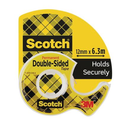 136N:Scotch ruban adhésif double face 12,7 mm x 6,3 m, distributeur +  rouleau