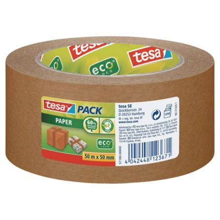 Ruban adhésif Tesapack® paper ecoLogo®, kraft brun, l 50 mm x L 50 m, le  rouleau