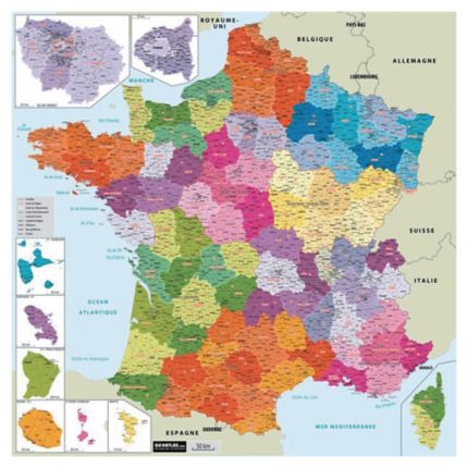 Carte de France 75x75 cm