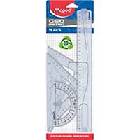Geometry set MAPED 242767, from recycled plastic, 4-piece, transparent