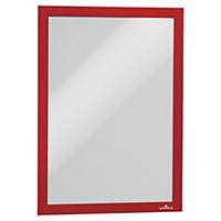 Durable DURAFRAME Self-Adhesive A4 - Magnetic Fold Back Frame - Red - Pack of 2