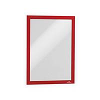 Durable DURAFRAME Self Adhesive Signage Magnetic Frame - A4 Red, Pack of 2