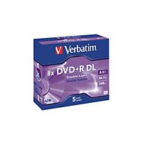 VERBATIM DVD+R Jewel 8.5GB 43541 8x DL Matt Silver, emballage de 5 Pcs
