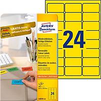 Etiketten, Avery Zweckform L6035, A4, 63,5x33,9mm, ablösbar, gelb, Pk. à 480 Stk
