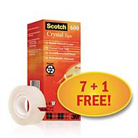 Scotch Crystal Klebefilme, Packung mit 8 Stück (7 + 1 Stück gratis)