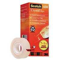 Scotch® Crystal Klebeband Promotion, 19 mm x 33 m, 7+1, Packung à 8 Stück