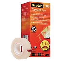 Scotch® Crystal klar tape, value pack, 8 ruller, 19 mm x 33 m