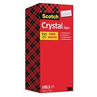Scotch Crystal Tape 19mmx33M - Pack of 8 (Includes 1 Free Roll)
