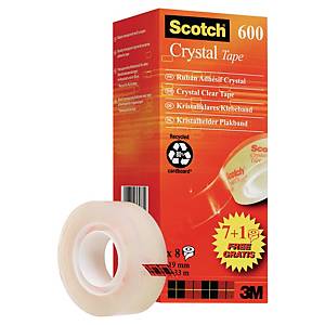 Scotch® 600 Crystal teippi 19mm x 33m, 1 kpl=8 rullaa
