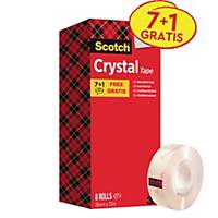 Scotch® Crystal Transparant plakband 600, 19 mm x 33 m, voordeelpak 7 + 1 GRATIS