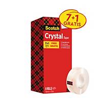 Cinta adhesiva transparente Scotch Crystal - 19 mm x 33 m - Pack de 7+1 rollos