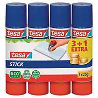 Tesa Easystick plakstift 20g - pak van 4 waarvan 1 stick gratis