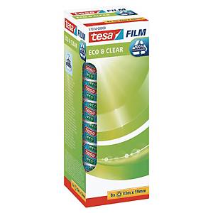 Tape Tesafilm Eco & Clear, 19 mm x 33 m, pakke a 7 ruller + 1 gratis
