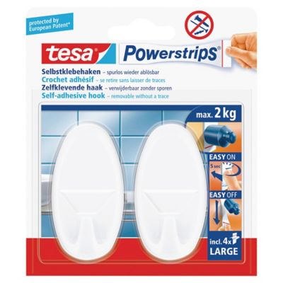 Ganci adesivi ovali Powerstrips® Tesa tenuta fino a 1,5 kg - conf. 2