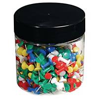 PUSH PINS 10MM ASSORTED COLOURS - TUB OF 200