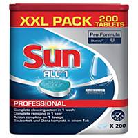 Dishwasher Tabs Sun Professional All in 1, pack of 200 pieces, odourless
