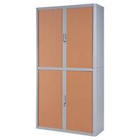 Roller shutter cabinet Paperflow, 110 x 41,5 x 204 cm (WxDxH), grey/ beech