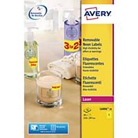 Avery címke, 210 x 297 mm, neon sárga, 1 címke/ív, 20 ív/csomag