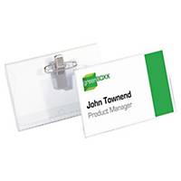 Durable Name Badge - Includes Combi Clip - 54 x 90mm - Transparent, Pack of 50