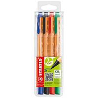 Stabilo Greenpoint Nylon Sign Pen Assorted - Wallet Of 4