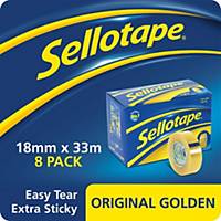 Sellotape Golden Tape 18mmx33M Clear - Pack of 8