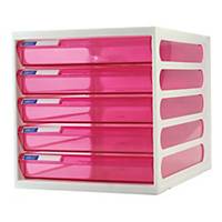 ORCA CFB-5 Plastic Cabinet 5 Drawers White/Pink