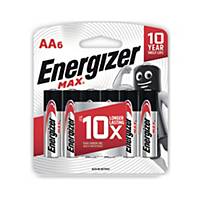 ENERGIZER Max E91 Alkaline Batteries AA Pack Of 6