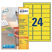 Etiquette enlevable Avery - L6035-20 - 63,5 x 33,9 mm - jaune - par 480