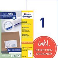 Labels Avery Zweckform ultragrip 3478, 210x297 mm, white, pack of 220 pcs
