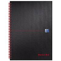 Oxford Black n  Red Notebook A4 Matt Hardback Wirebound Ruled 140 Pages Black