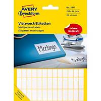 Étiquettes, Avery Zweckform 3317, 20 x 8mm, permanent, blanc, emb. de 2 184 pcs
