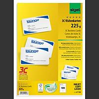 Cartes de visite 3C, Sigel LP798, A4, 85x55mm, 225g. blanc, emballage de 100 pcs