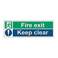 Fire Exit Keep Clear Sign 450 X 150mm Vinyl