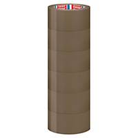 Pack de 6 cintas adhesivas de embalaje Tesa - 50 mm x 66 m - marrón