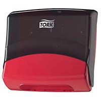Dispenser Tork® W4, 654008, duge i top-pack, vægmonteret, rød