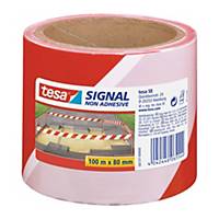 tesa® Signal 58137 Non-Adhesive Barrier Tape, 80mm x 100m, White/Red, 4 pieces
