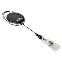Durable Style Retractable Clip Badge Reel for ID & Keys - Black, Pack of 10
