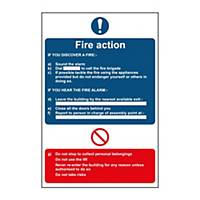 Fire Action Sign 200 x 300mm PP