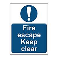 Fire Escape Keep Clear Sign 150 X 200mm PP