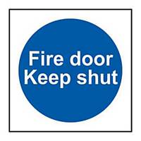 Fire Door Keep Shut Signs 100 X 100mm Vinyl - Pack of 5