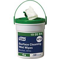 Tork Surface Cleaning wet wipe Bucket White W15, strong texture, 58 wipes