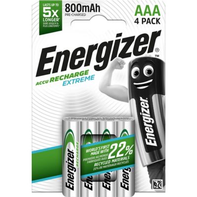 ENERGIZER RECHARGEABLE BATTERIES HR03/AAA 800MAH - PACK OF 4