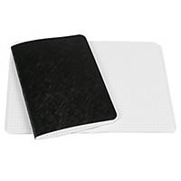 Quaderno in tela cerata A6, 4 mm a quadretti, 48 fogli, nero
