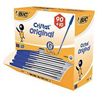Bic® Cristal ballpoint pen, medium, blue, value pack 90+10 free