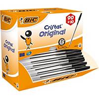 Bic Cristal Original Ballpoint Pens Med Point 1.0 mm - Black, Value Pack 100